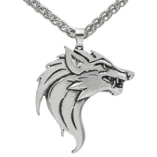 Herrenhalskette mit Wolfskopf-Anhänger