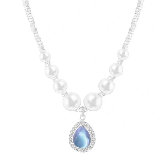 Ozeanblaue Wassertropfen-Perlenkette für Damen