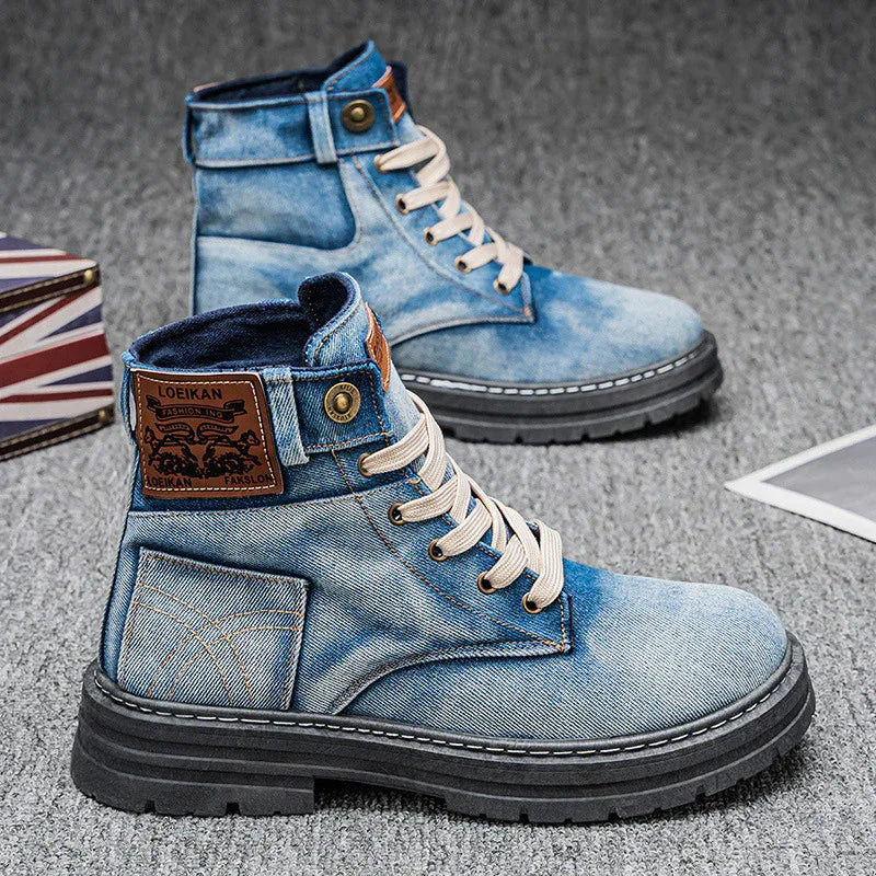 Herren lässige Denim-Martinsstiefel