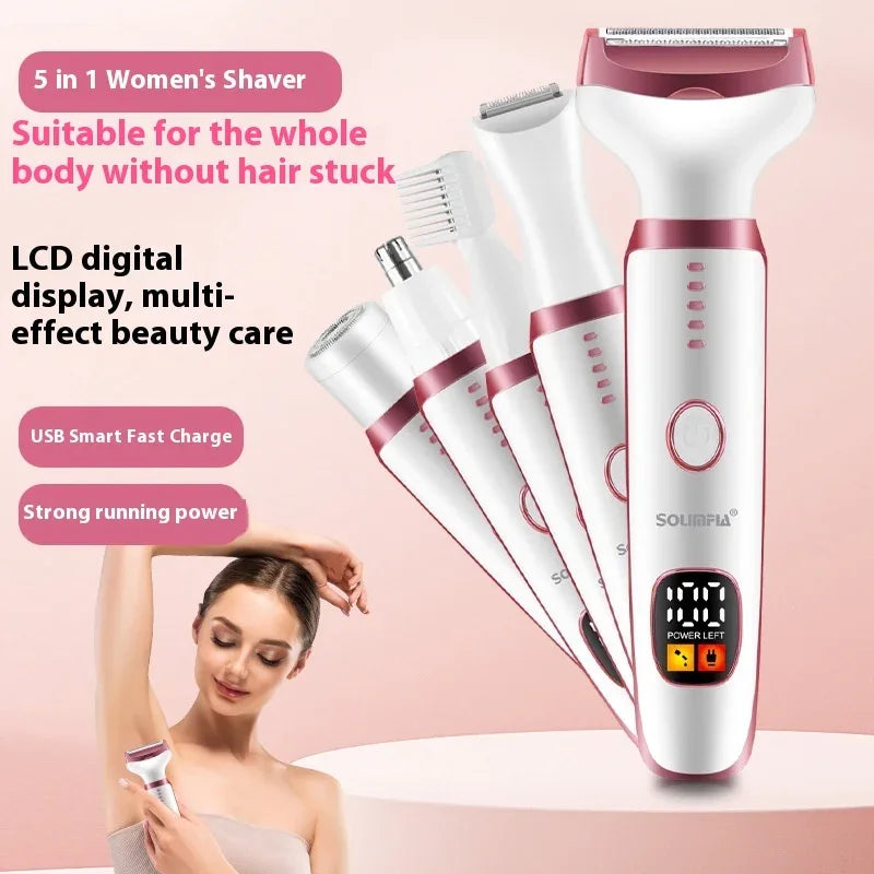 Fünf-in-Eins Damen-Körperrasierer Elektrischer Intimbereich-Haartrimmer für Frauen
