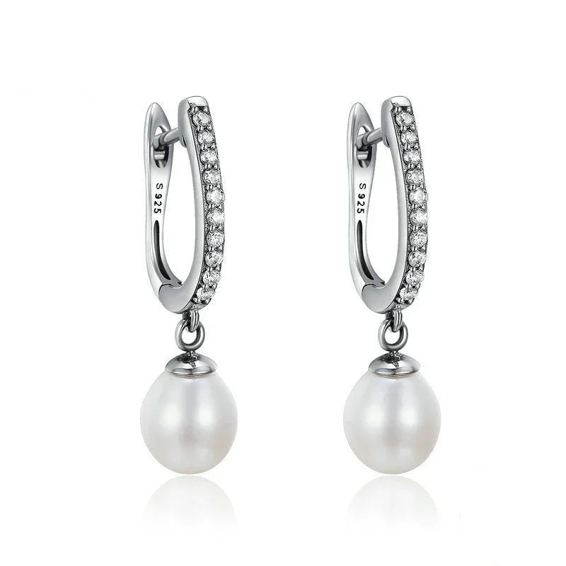 Strassperle, personalisierte Ohrstecker aus Sterlingsilber S925 für Damen