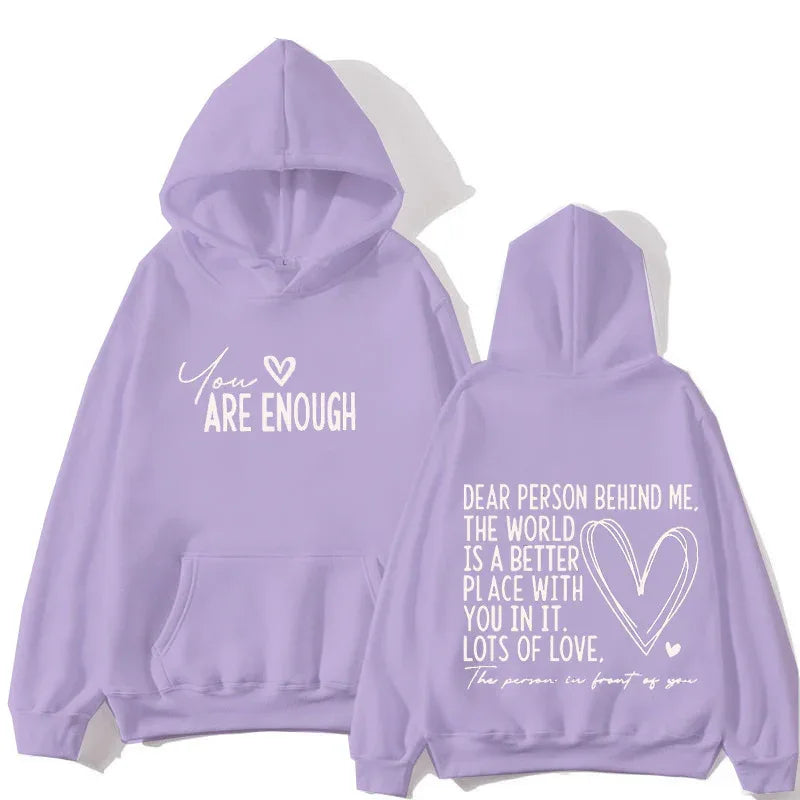 DU BIST GENUG Inspirierender Spruch Damen Hoodie mit Schriftzug Freizeit