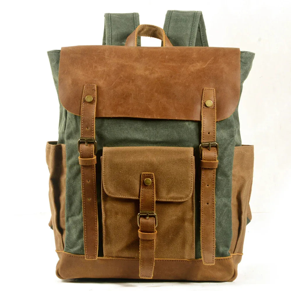 Leinwand-Nähen Pferd Leder Rucksack Öl Wachs Wasserdicht Computer Schultasche