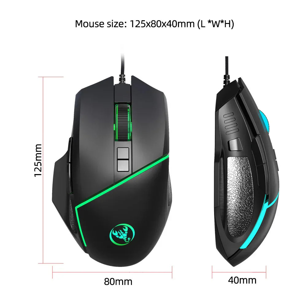 Kabelgebundene Gaming-Computermaus mit 6400 DPI und einstellbarer Multicolor-Beleuchtung