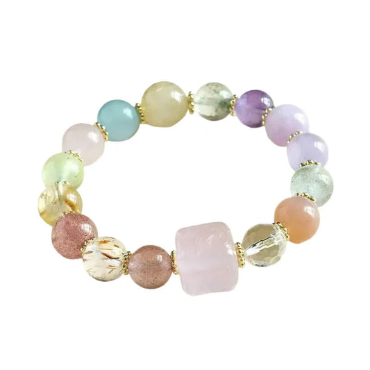 Natürlicher Kristall Neunschwänziger Fuchs Würfel Amethyst Perlenarmband