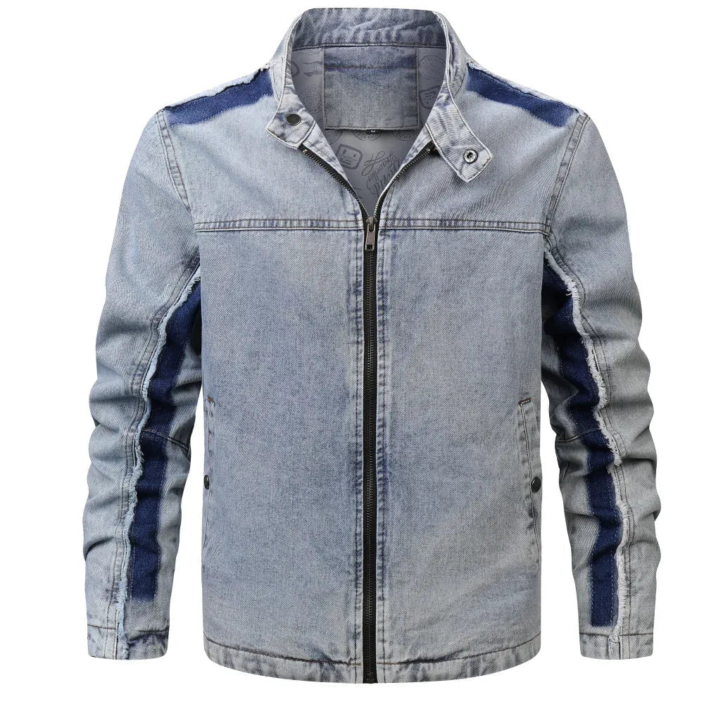 Herren Retro Denim Patchwork Jacke