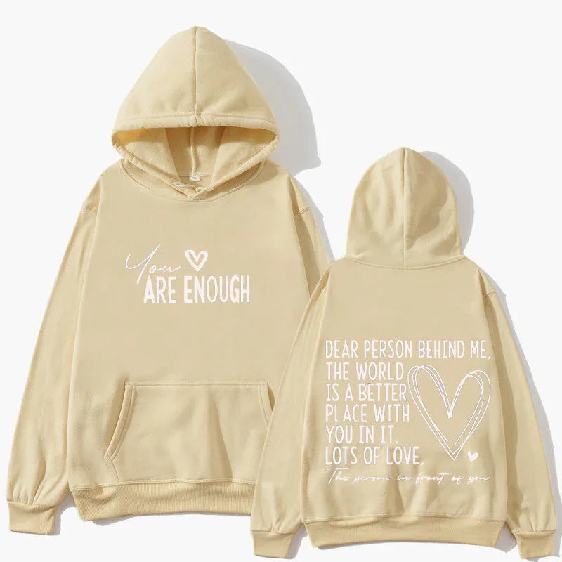 DU BIST GENUG Inspirierender Spruch Damen Hoodie mit Schriftzug Freizeit