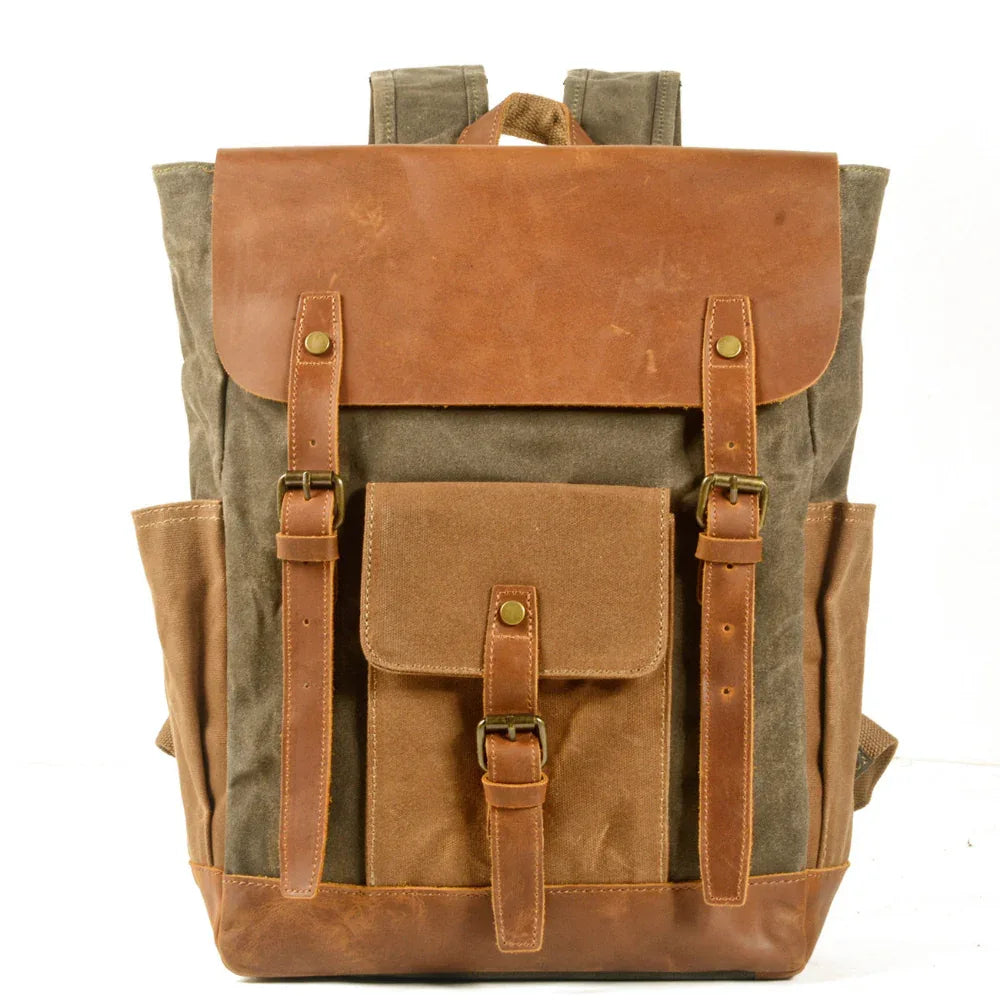 Leinwand-Nähen Pferd Leder Rucksack Öl Wachs Wasserdicht Computer Schultasche