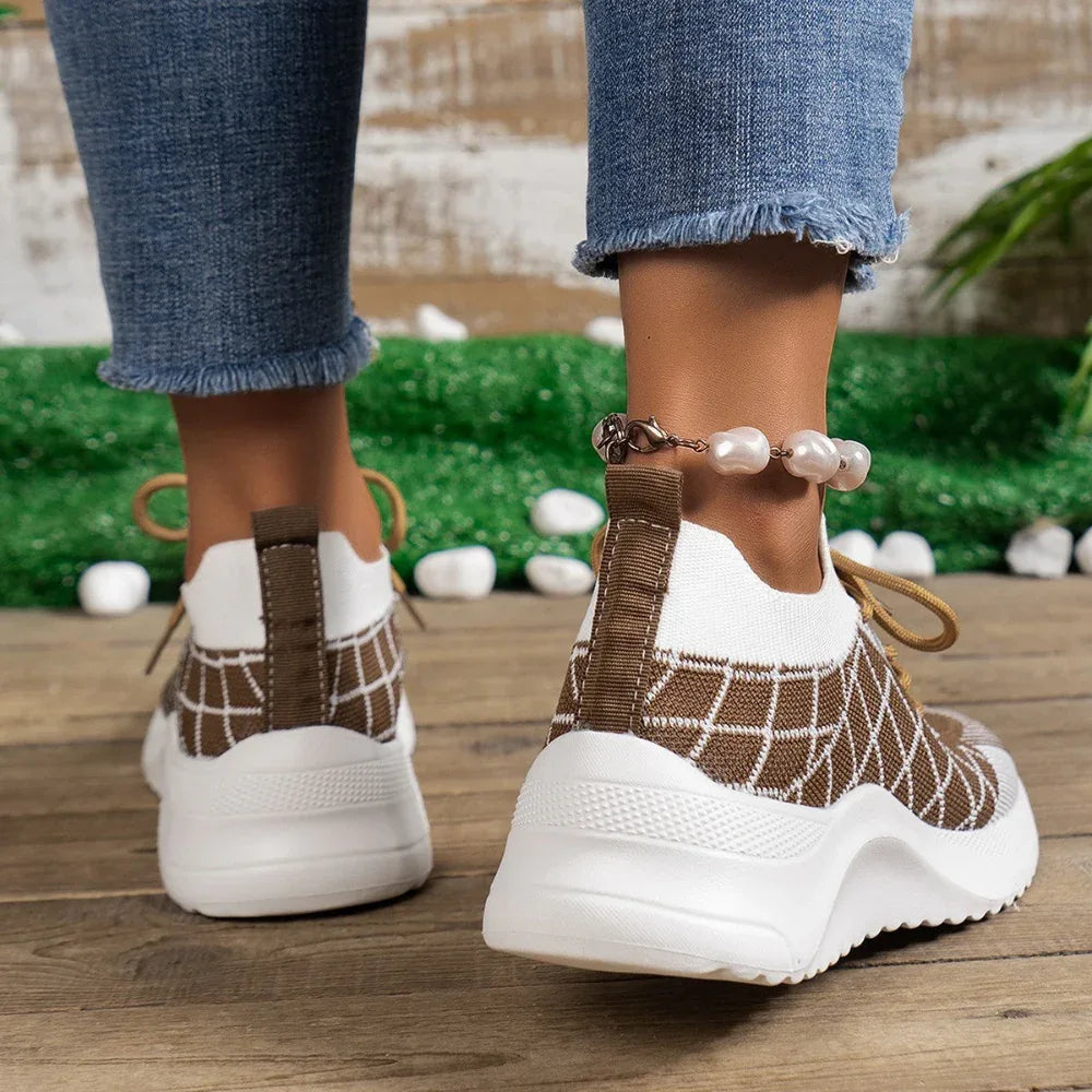 Damen-Sneaker Übergröße Flyknit Freizeit-Laufschuhe