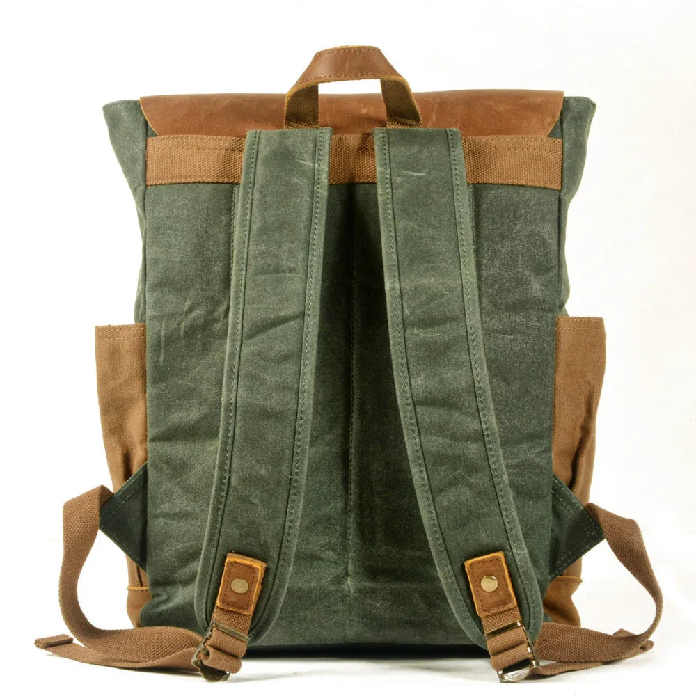 Leinwand-Nähen Pferd Leder Rucksack Öl Wachs Wasserdicht Computer Schultasche