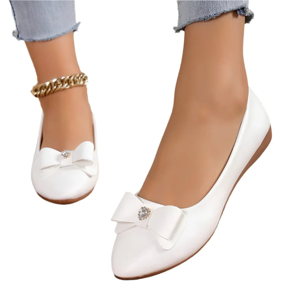 Schleifen-Ballerinas, modisch, lässig, spitz zulaufend, Slipper für Damen, Sommer-Freizeitschuhe