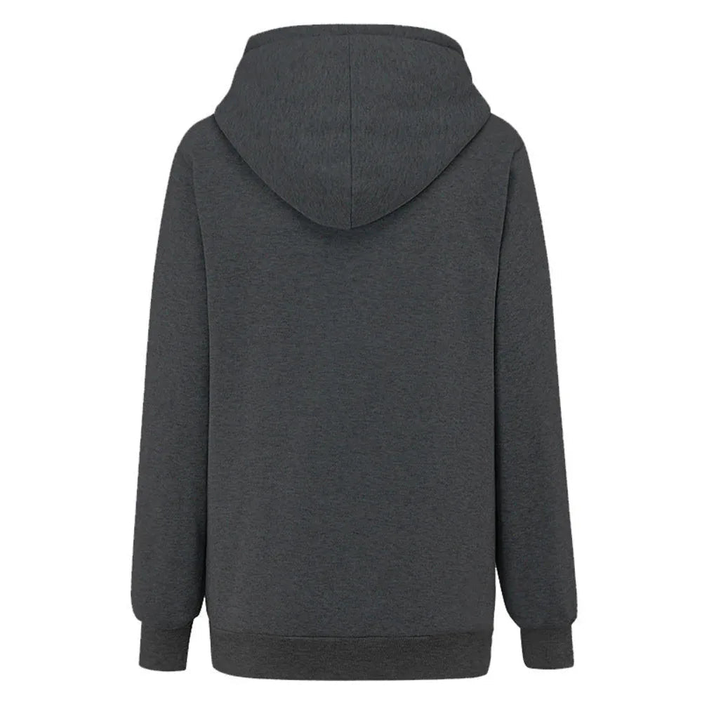 Lässiger Katzen-Print Hoodie mit großer Tasche für Haustiere Langarm-Pullover Damen Kapuzen-Oberteile Kleidung