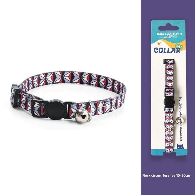 Gewebter Halsband mit Glocke, Anti-Erstickung, bequeme Sicherheitsschnalle, Haustier-Katzen-Dekoration