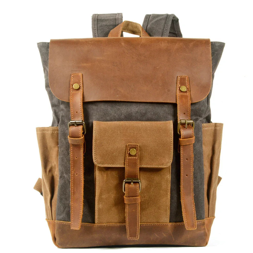Leinwand-Nähen Pferd Leder Rucksack Öl Wachs Wasserdicht Computer Schultasche