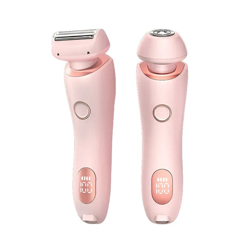 USB Wiederaufladbarer Trimmer mit Zwei Abnehmbaren Trimmerköpfen Damen Körper Bein Achsel Intimrasierer Haarentferner