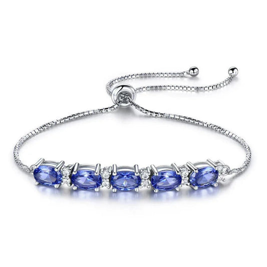 Blaue Topas Edelstein Armbänder für Damen mit verstellbarer Kette