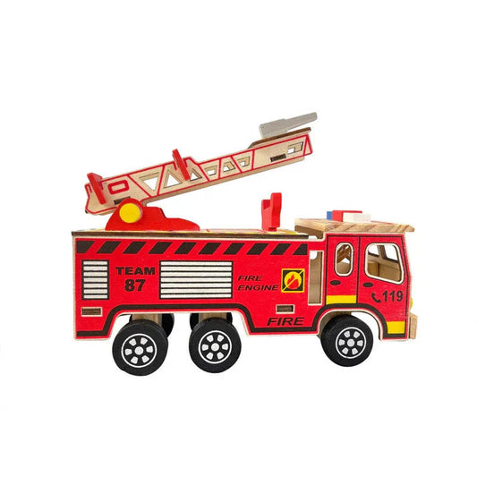 Buntes Holz-Feuerwehrauto Kinderspielzeug