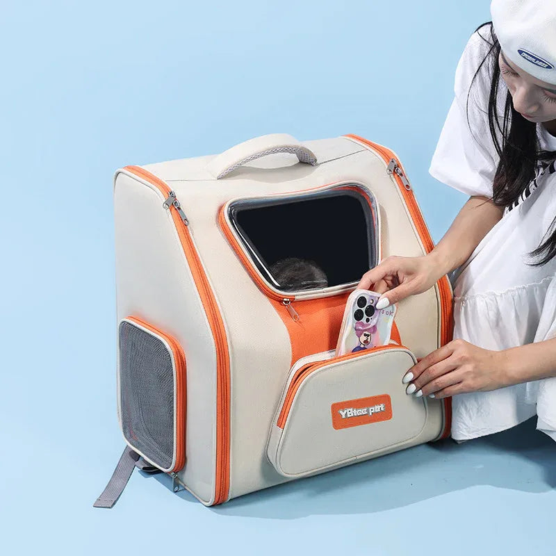 Haustier-Trolley-Tasche Panorama-Modell Große Kapazität Katzen-Hunde-Rucksack
