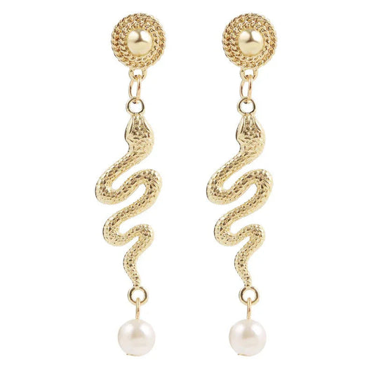Ins Trend Kreativ Tier Schlange Perlen Ohrringe Schmuck