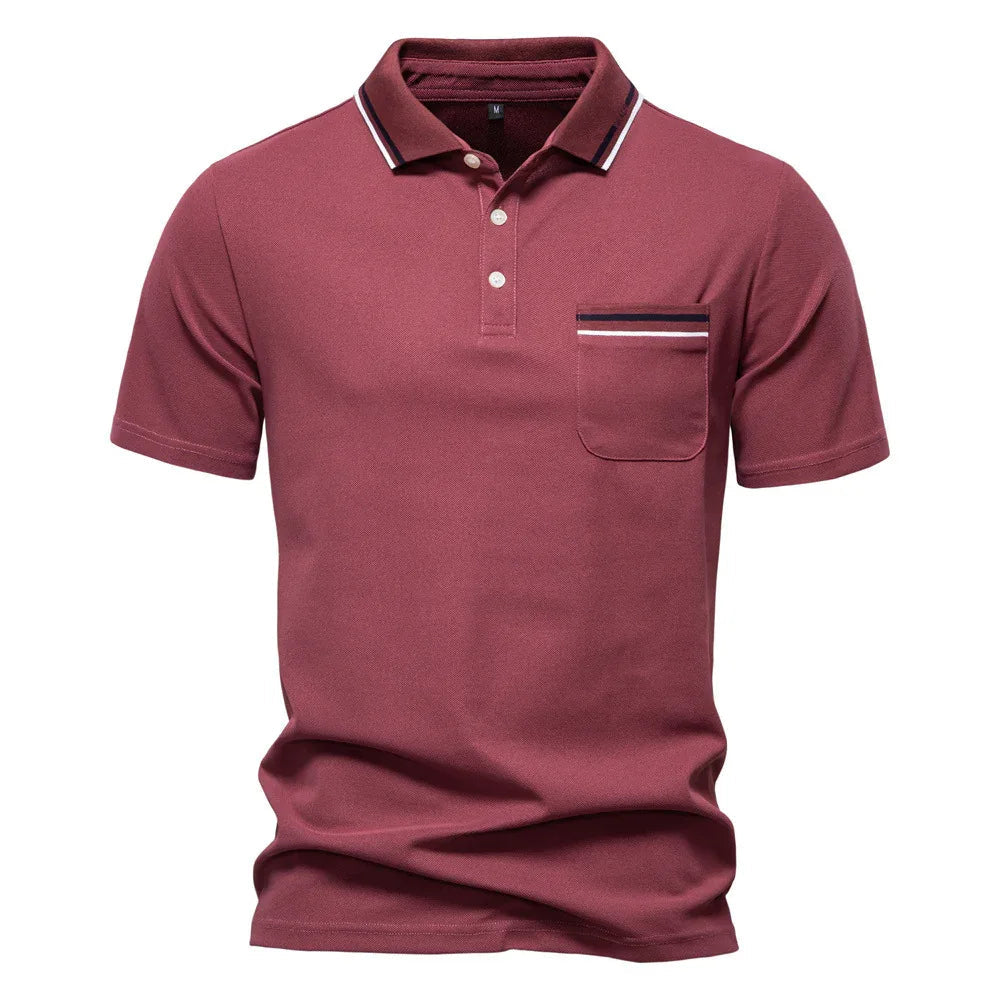 Kurzarm-Polohemd Gestreifter Revers Business Casual Top Herren