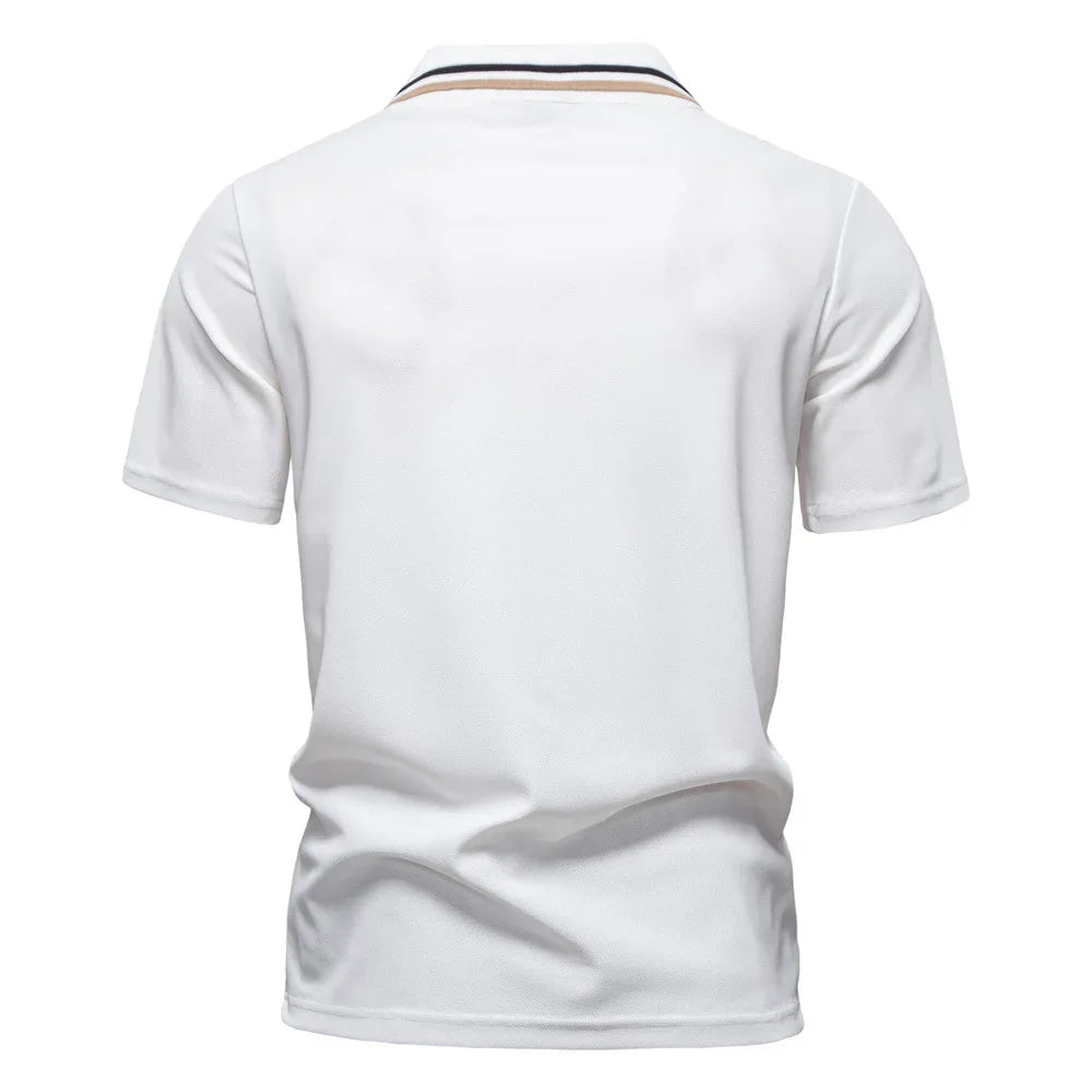 Kurzarm-Polohemd Gestreifter Revers Business Casual Top Herren