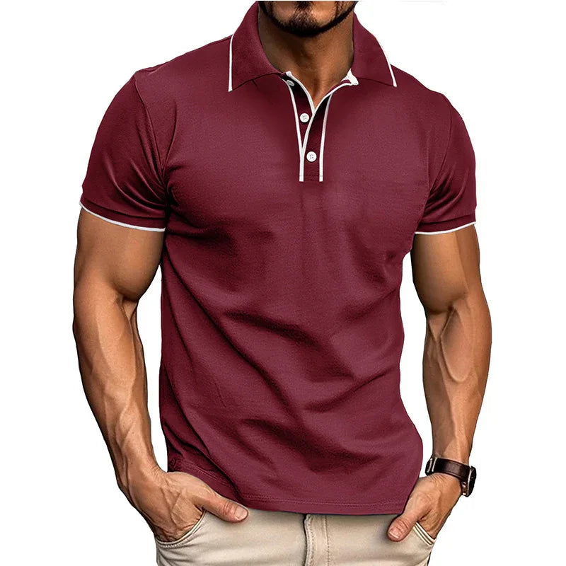 Herren-Kurzarm-Hemd im europäischen und amerikanischen Stil mit Revers und Jacquardmuster