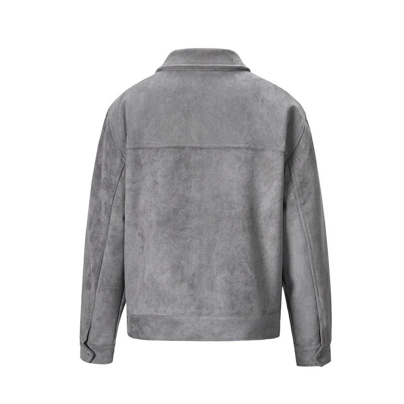 Vintage Solide Jacke mit mehreren Taschen und Reißverschluss