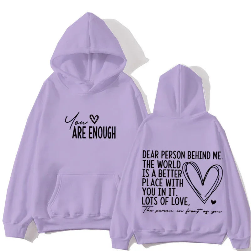 DU BIST GENUG Inspirierender Spruch Damen Hoodie mit Schriftzug Freizeit