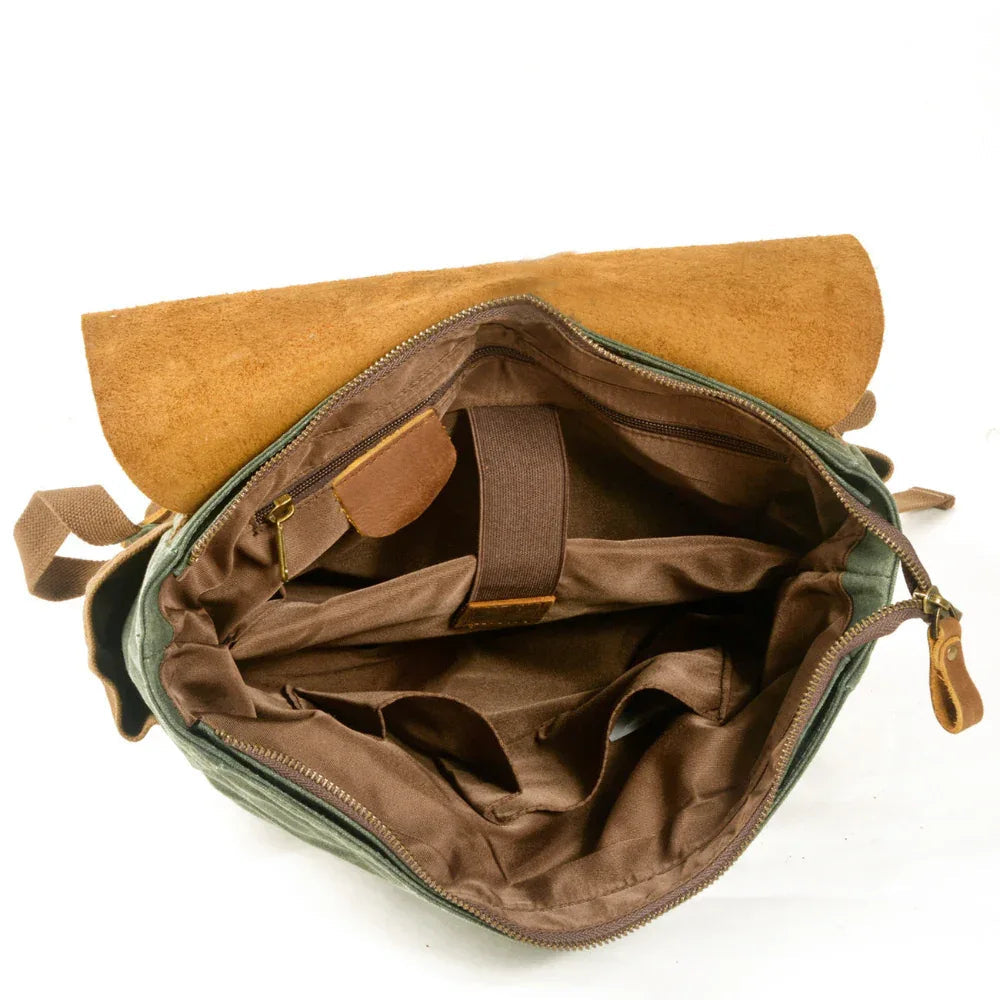 Leinwand-Nähen Pferd Leder Rucksack Öl Wachs Wasserdicht Computer Schultasche