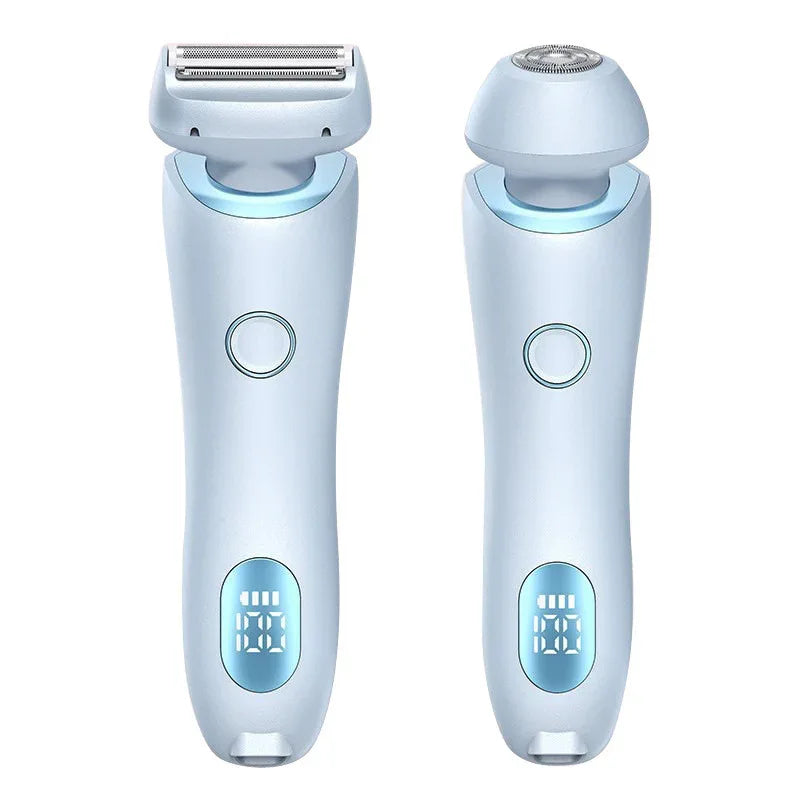 USB Wiederaufladbarer Trimmer mit Zwei Abnehmbaren Trimmerköpfen Damen Körper Bein Achsel Intimrasierer Haarentferner