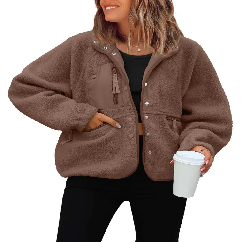 Damen Polarfleece Sport- und Freizeit-Sweaterjacke Top