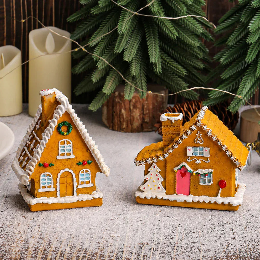 Weihnachts-Miniaturhaus, Mikro-Landschaft, leuchtendes Haus, Einrichtungsgegenstände, Ornamente