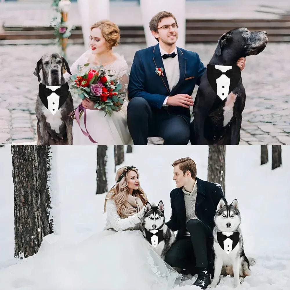 Hunde Smoking Anzug mit Fliege und Halstuch, verstellbare formelle Kostüme für kleine, mittlere, große Hunde, perfekt für Hochzeiten und Geburtstage