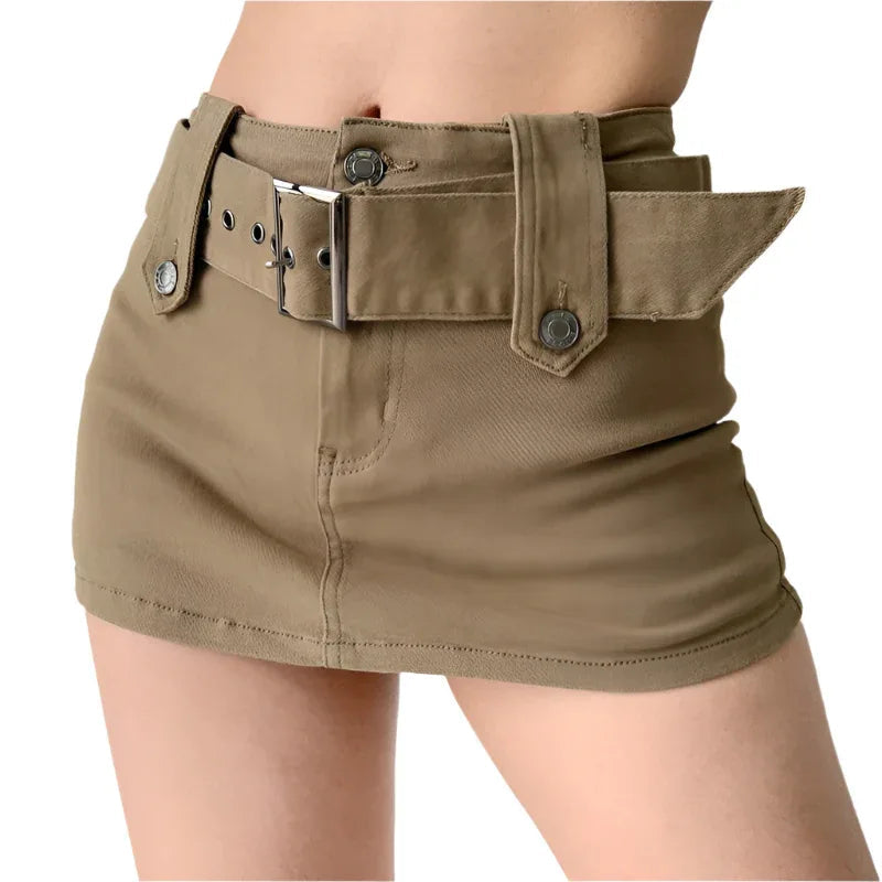 Amerikanischer Retro-Jeans-Minirock mit breitem Bund