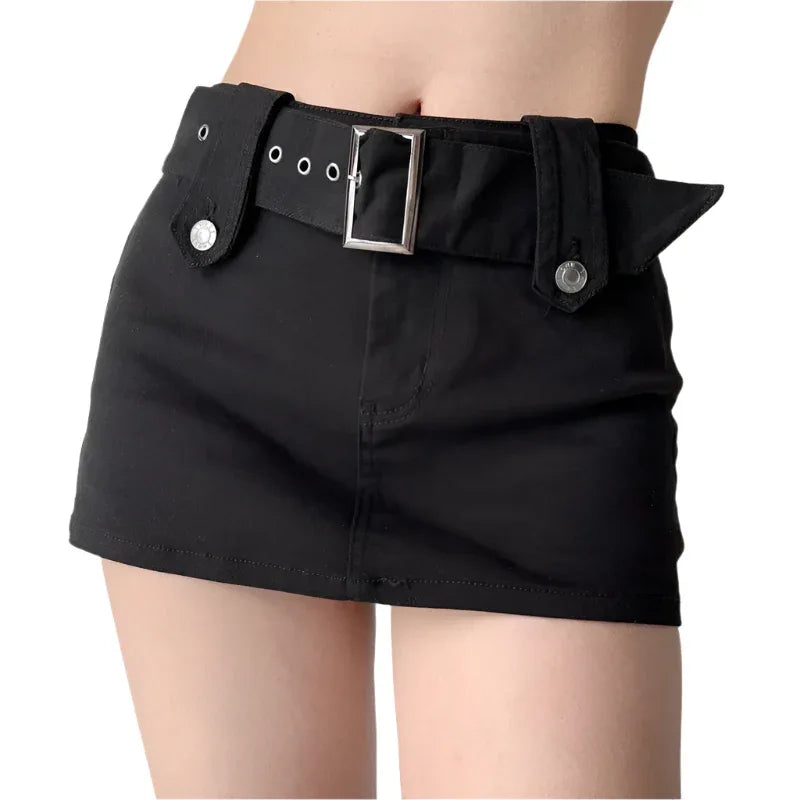 Amerikanischer Retro-Jeans-Minirock mit breitem Bund