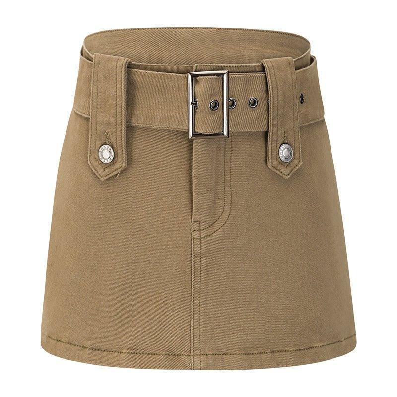 Amerikanischer Retro-Jeans-Minirock mit breitem Bund