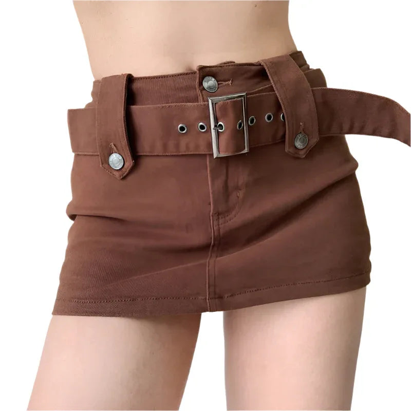 Amerikanischer Retro-Jeans-Minirock mit breitem Bund