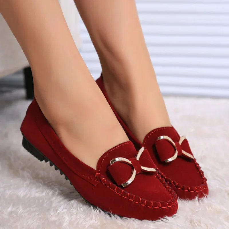 Mode-Schleifen-Ballerinas Schuhe Damen Lässige Uni Loafers Bequeme Sommerschuhe