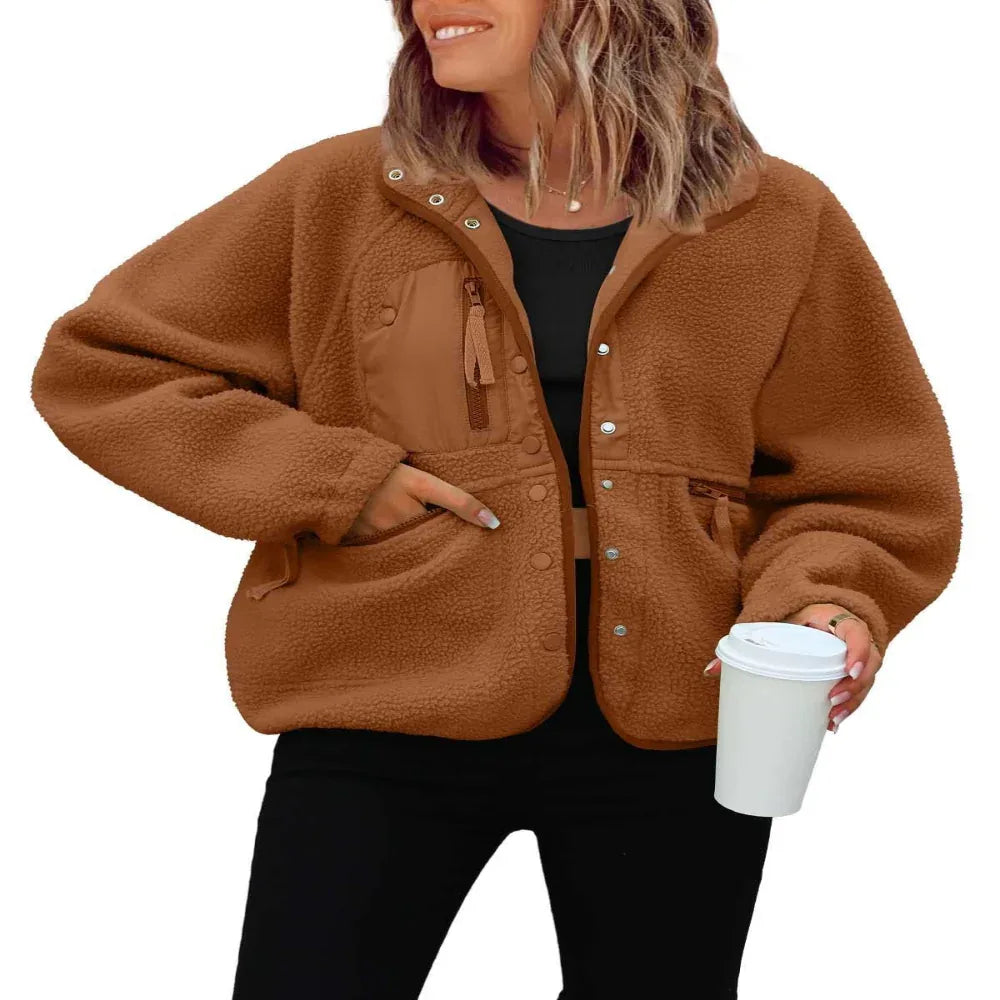 Damen Polarfleece Sport- und Freizeit-Sweaterjacke Top