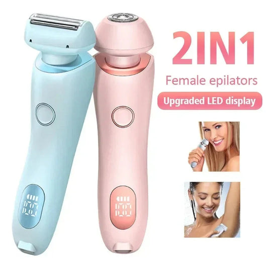 USB Wiederaufladbarer Trimmer mit Zwei Abnehmbaren Trimmerköpfen Damen Körper Bein Achsel Intimrasierer Haarentferner