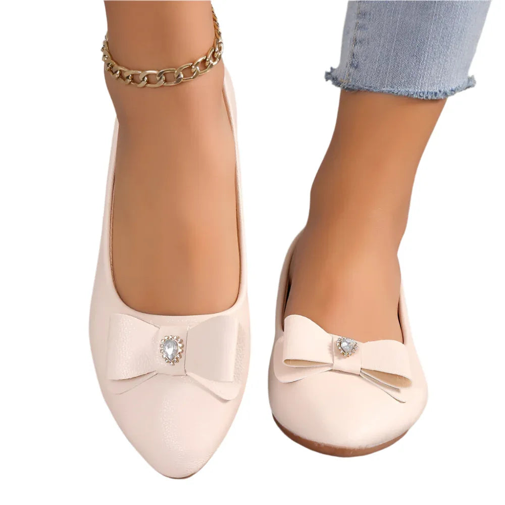 Schleifen-Ballerinas, modisch, lässig, spitz zulaufend, Slipper für Damen, Sommer-Freizeitschuhe