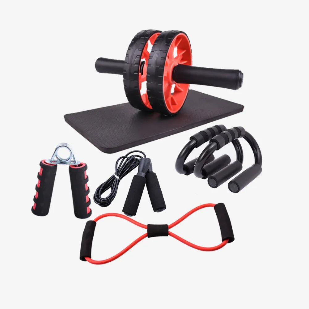 Multifunktionales Bauchmuskelrad-Siebenteiliges Fitness-Workout-Set für zu Hause