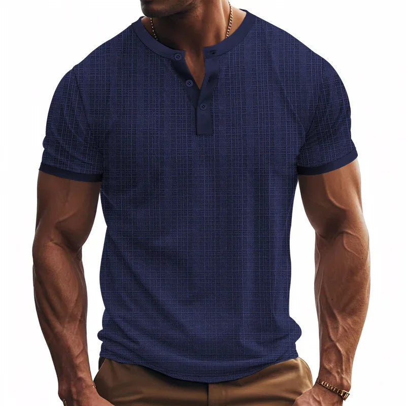 Atmungsaktives Freizeit-Henley-Shirt für Herren mit Knöpfen