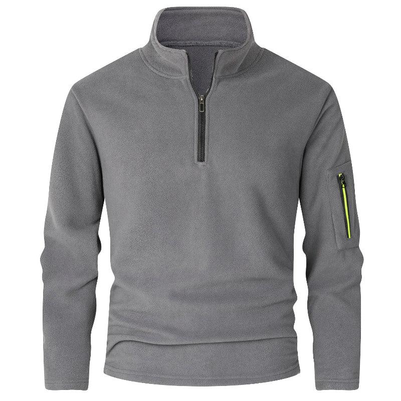 Lässiger Slim-Fit Stehkragen-Fleece-Pullover für Herren