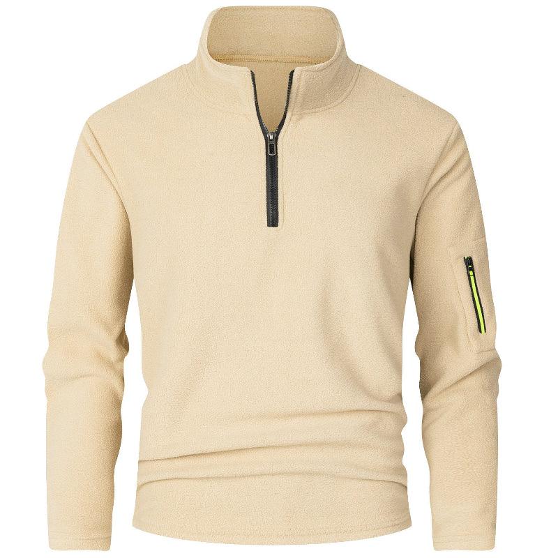 Lässiger Slim-Fit Stehkragen-Fleece-Pullover für Herren