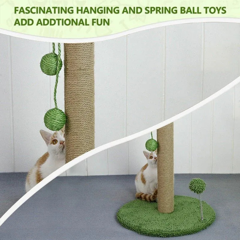 Katzenkratzbaumstange mit hängendem Ballspielzeug