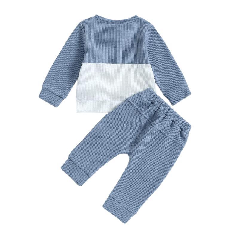 Farblich passende Pullover mit Brusttasche & Schnür-Jogginghose 2-teiliges Baby-Jungen-Freizeitkleidungsset für 0-3-Jährige