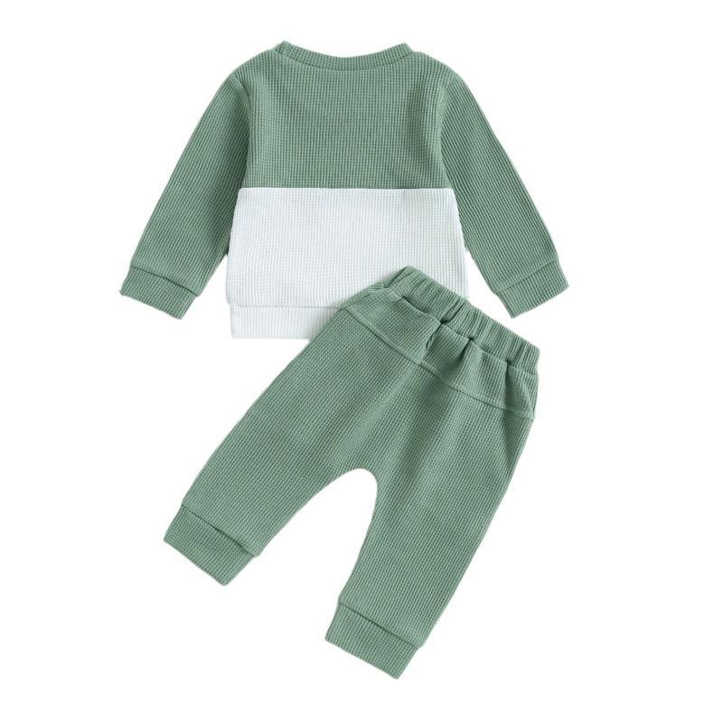 Farblich passende Pullover mit Brusttasche & Schnür-Jogginghose 2-teiliges Baby-Jungen-Freizeitkleidungsset für 0-3-Jährige