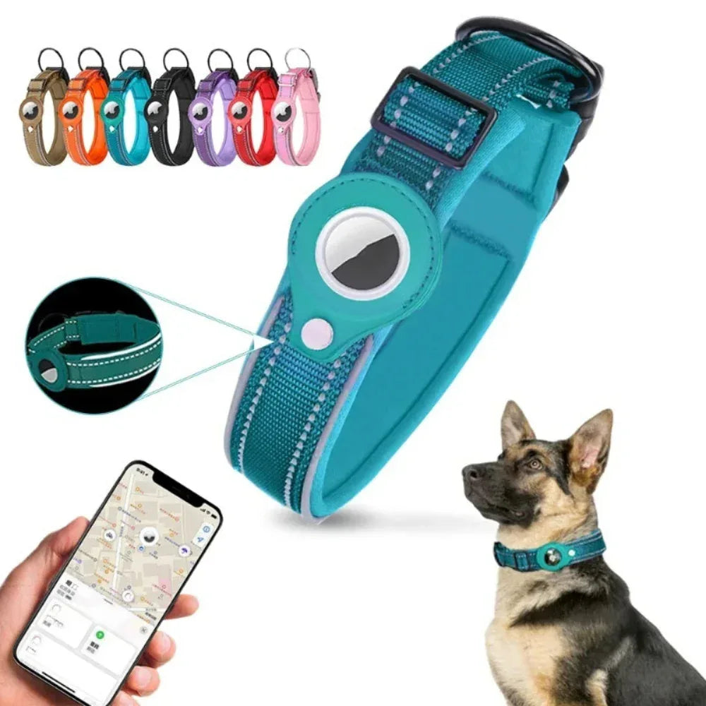 AirTag Lederetui Nylon Hund Katze Haustier Anti-Verlust Ortungsgerät Halsband