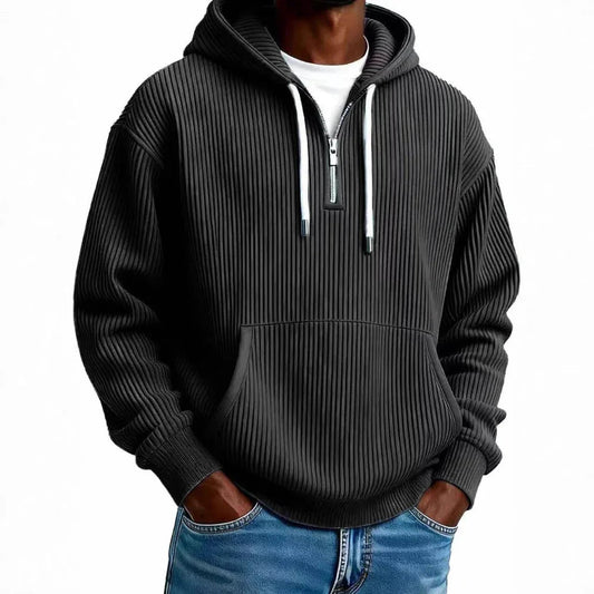 Herren Kapuzenpullover aus Cord, unifarben, langärmelig, für Sport und Freizeit